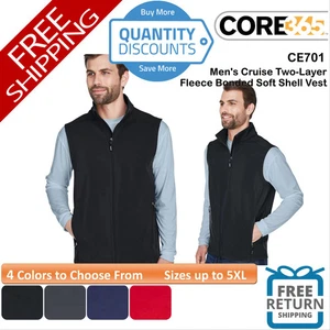 🔥 CORE365 Men's Cruise Two-Layer Fleece Bonded Soft Shell Vest Up To 5XL CE701 - Picture 1 of 21