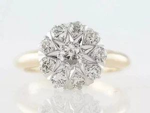 FINE 2.0Ct Round Moissanite Women's Ring Stylish Flower 14K Yellow Gold Plated - Picture 1 of 6