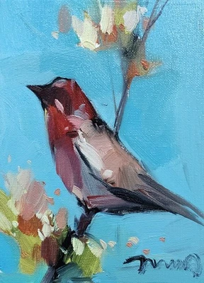 Коллекционная художественная картина Хосе Трухильо 16x20 дюймов птица цветы - Изображение 1 из 4