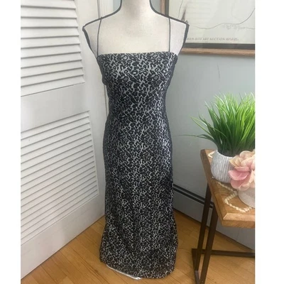Vintage RAMPAGE Dress Womens 7 Black Silver Strappy Lace Retro Y2K Vamp Grunge  - Image 1 of 4