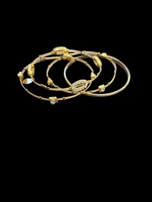 Nuevo Juego de 3 Brazaletes Susurros de Temporada Corona Art Deco Cristales Swarovski Dorados  Foto 1 de 4