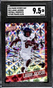 2018 PANINI FATHERS DAY FUTURE FRAMES /50 LAMAR JACKSON RC SGC 9.5 POP 1 ONLY - Picture 1 of 2