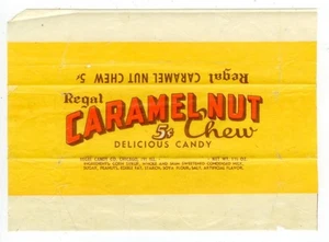 1940s Regal Caramel Chew 5c candy bar wrapper - 1-1/2 oz - Chicago Illinois - Picture 1 of 2