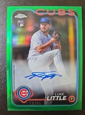 Luke Little 2024 Topps Chrome Baseball #RA-LL Green Refractor Auto RC 79/99 Cubs - Image 1 of 3