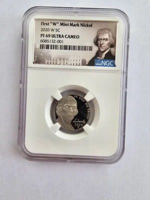 2020 W JEFFERSON NICKEL PF69 ULTRA CAMEO GRADED NGC 5C CLAD COIN WEST POINT  - Image 1 of 4