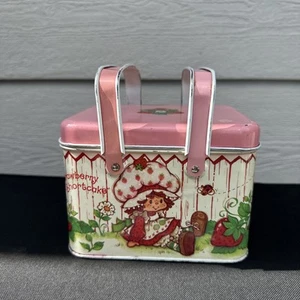Porta pranzo vintage anni 80 fragola shortcake metallo portagioie cestino picnic latta - Foto 1 di 20