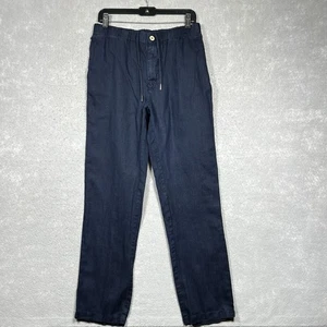 Quince Pants Womens Small Blue Cotton Linen Twill Straight Leg Pant Pockets - Picture 1 of 12