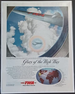 1947 Trans World Airline Vintage Print Ad 1940s TWA Passenger Mail Cargo Flights - Picture 1 of 1