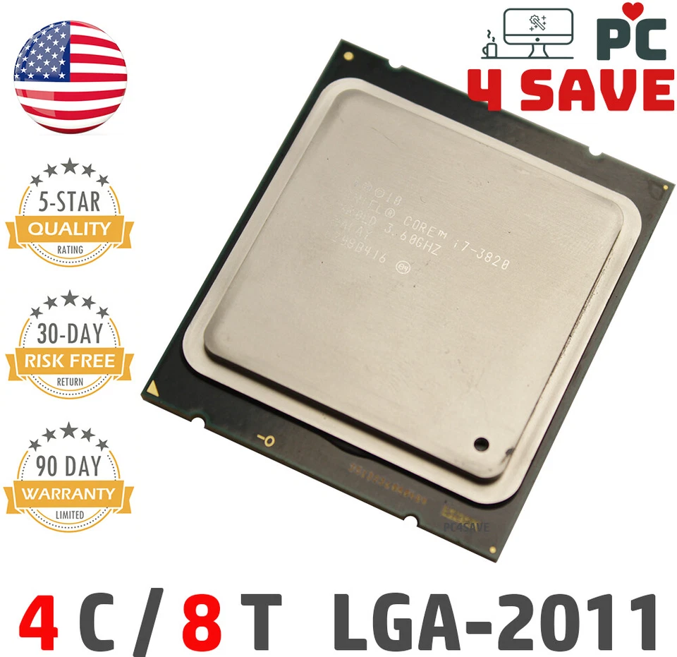 3rd Gen Intel Core i7-3820 3.60GHz (Turbo 3.80GHz) 4-Core 10M LGA-2011 CPU SR0LD - Image 1 of 2