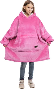 Oversized Blanket Hoodie for Kids Wearable Sherpa Sweatshirt Pullover Teens Yout - Picture 1 of 12