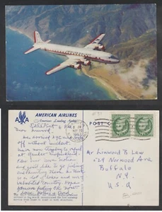 Postal de avión American Airlines DC Flagship cromada circa 1957 - Imagen 1 de 5