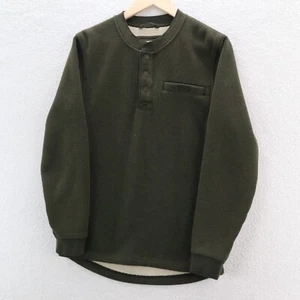 L.L. Bean Shirt Mens Small Green Katahdin Iron Works Bonded Waffle Fleece Henley - Picture 1 of 10