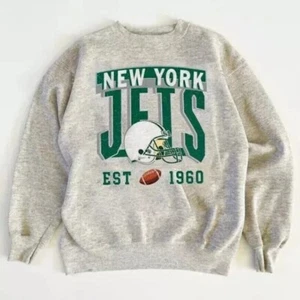New York Jets 1960 Football Vintage Sweatshirt Ash Color Men Women S-5XL - Picture 1 of 3