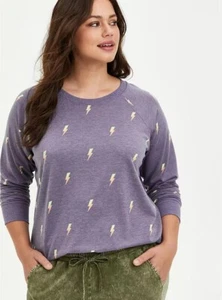 Neu ohne Etikett Torrid Raglan-Sweatshirt – lila Pullover Oberteil $ 45,5 Größe 2X - Bild 1 von 11