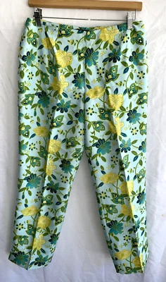Pantalones Capri ANN TAYLOR Vintage Años 90 100% Seda Floral Forrados Talla 8 Foto 1 de 4