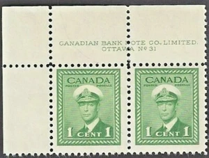 Canada # 249 Pair "KING GEORGE VI WAR" Brand New 1942 Original Gum - Picture 1 of 2