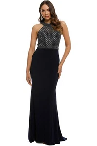TANIA OLSEN Tyra Beaded Navy Gown Size 14 AU RRP 420 Preloved Evening - Picture 1 of 11