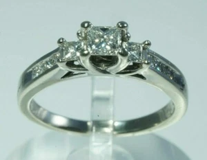 14k White Gold 2.55Ct Princess Cut Diamond Engagement Ring Simulated in Size 6.5 - Picture 1 of 8
