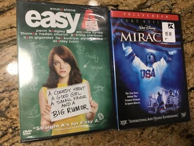 Lot new 2 movies Miracle Walt Disney Pictures DVD easy A new and sealed - Image 1 of 2