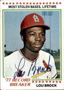 Lou Brock St Louis Cardinals 1978 Topps #1 Autographed Signed Baseball Card