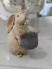 Vtg Spring House Collection Resin Bunny/Rabbit 1986 Folk Art Style Easter basket