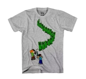 NEW Minecraft Boys Short Sleeve Mine Graphic T-Shirt Grey Heather - Picture 1 of 2