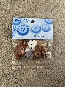 Jesse James Dress It Up Embellishments: Buttons Fuzzy Faces - Picture 1 of 4