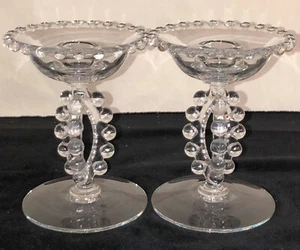 CRISTAL CANDLEWICK IMPERIAL *5 3/4" CANDELABROS DE TRES VÁSTAGOS*PAR*400/224* - Imagen 1 de 2