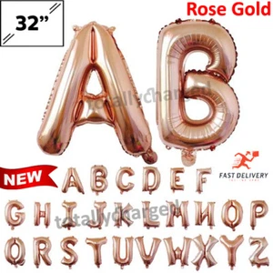 32" inch Rose Gold Alphabet Number Letter Foil Balloons Birthday Party Balloon - Picture 1 of 1