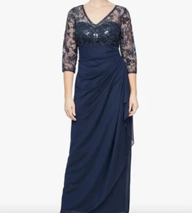 Alex Evenings Dress Long Embroidered Lace Bodice Empire Waist sz 10, NWT - Picture 1 of 6