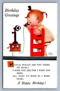 Cartolina d'epoca artista firmata Mabel Lucie Attwell Hullo Hullo ci sei mia cara - Foto 1 di 2