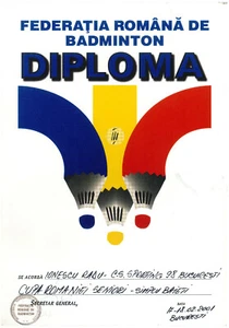 Romania, 2001, Romanian Badminton Federation Diploma - Picture 1 of 1
