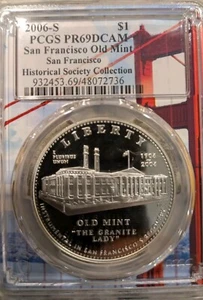 2006-S PCGS PR69DCAM SF OLD MINT COMMEMMORATIVE SILVER Dollar Historical Soc. - Picture 1 of 3