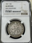 1857 50c Seated Liberty Half Dollar NGC AU Details, Obverse Scratched