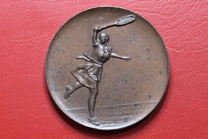* LADIES SINGLES TENNIS 1924 IMPERIAL CLUB SPORTS MEDAL 32mm TONED #BSA28 - Picture 1 of 8