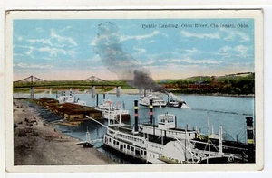 Ship Boat OH Cincinatti Ohio c1915 Ohio River Public Landing - Picture 1 of 2