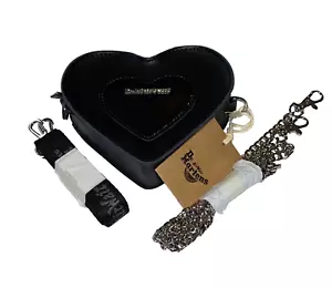 Dr. Martens Kiev & Patent Leather Mini Heart Bag Black NWT - Picture 1 of 4