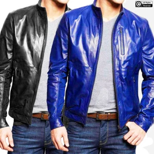 Chaqueta de Cuero para Hombre Clásica Motociclista Motocicleta Café Corredor Diseño Cuero Genuino - Imagen 1 de 9