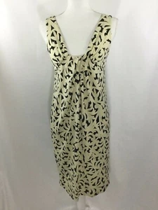 DIANE von FURSTENBERG Sleeveless Dress Sz S Ruche Bust line Ivory Black Pullover - Picture 1 of 12