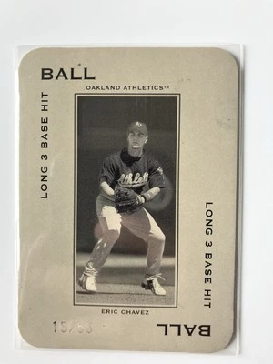 2005 Donruss Throwback Threads Hit Long 3 Base Hit #15/55 Eric Chavez #PG-68 - Image 1 of 2