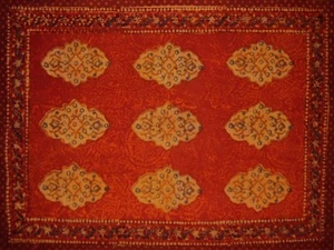 Mantel individual de mesa de algodón con estampado de bloques Kensington 19" x 13" rojo naranja - Imagen 1 de 1