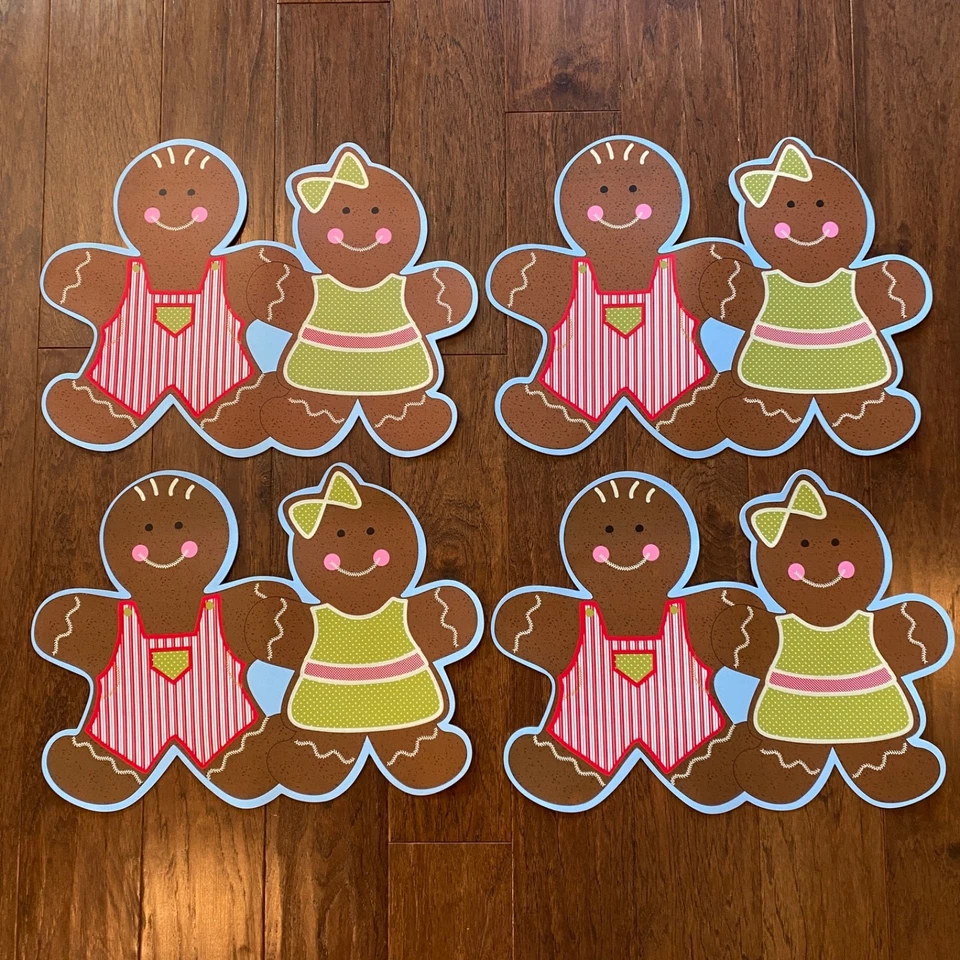 Manteles individuales de pan de jengibre para niños y niñas | Decoración de mesa de Navidad | Juego de cocina navideña Foto 1 de 4