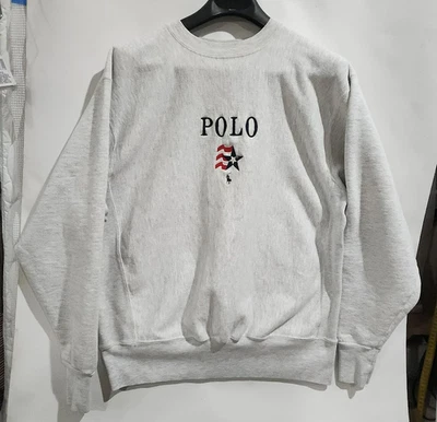 vtg Polo Ralph Lauren Sweatshirt flag Pony gray 3X mens unisex side gussets - Image 1 of 4