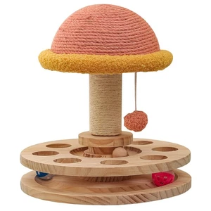 IsvaPet 3-in-1 Cat Scratching Toy, Cat Tree with Ball Track, holes, wool ball - Picture 1 of 11