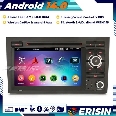 64GB DAB+Android 14 Car Radio Sat Nav CarPlay DVD For Audi A4 S4 RS4 Seat Exeo - Image 1 of 4