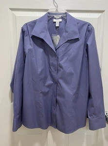 CHICOS No Iron Button Shirt Womens Size 3 (XL) Lavender Long Sleeve NWT - Picture 1 of 8
