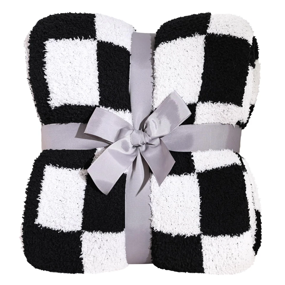 Panku Checkered Blanket Ultra Soft Black and White Checkered Throw... Fast Ship