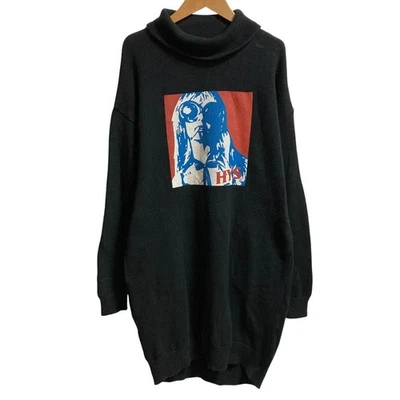 HYSTERIC GLAMOUR HYS Girl Knit Off-Turtle Dress Black Free Size Cotton Japan - Image 1 of 4