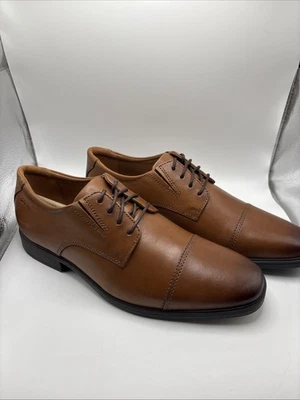 Clarks Men’s Tilden Cap Oxford Shoes Dark Tan Leather Size US 9.5 M - Image 1 of 4