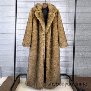 129cm-133cm langer Damen Winter Reverskragen Kunstfell Mantel super langer Mantel - Bild 1 von 15